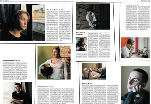 Zeitungsseite mit Fotos