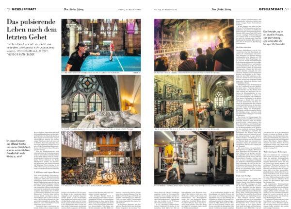 1. Modern Events und historische Kirche, lebendige Kulturstätten in einer Stadt, Erlebnisse und Community.