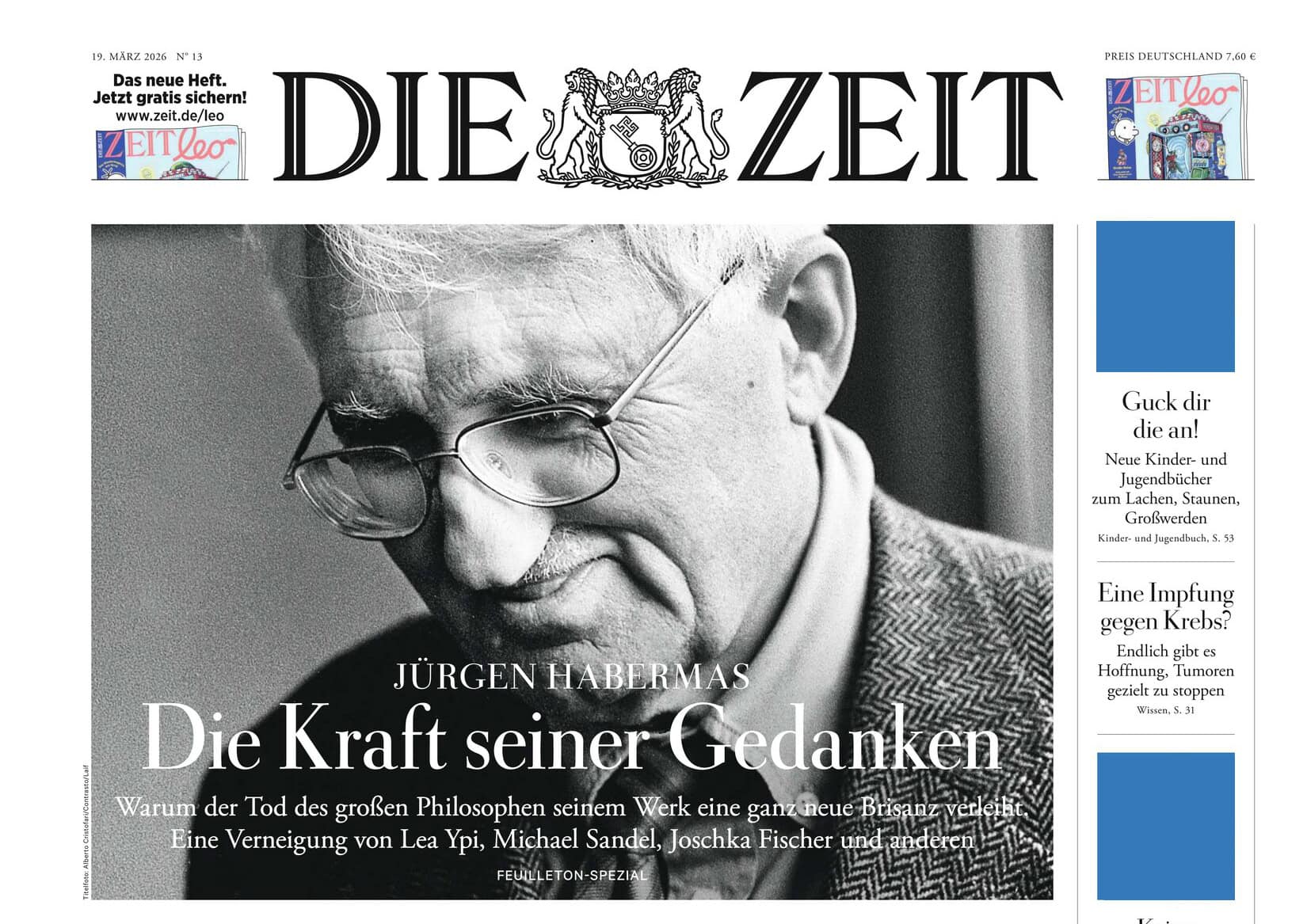 Jürgen Habermas, bedeutender Philosoph, im Schwarz-Weiß-Bild, mit Brille, nachdenklich blickend.